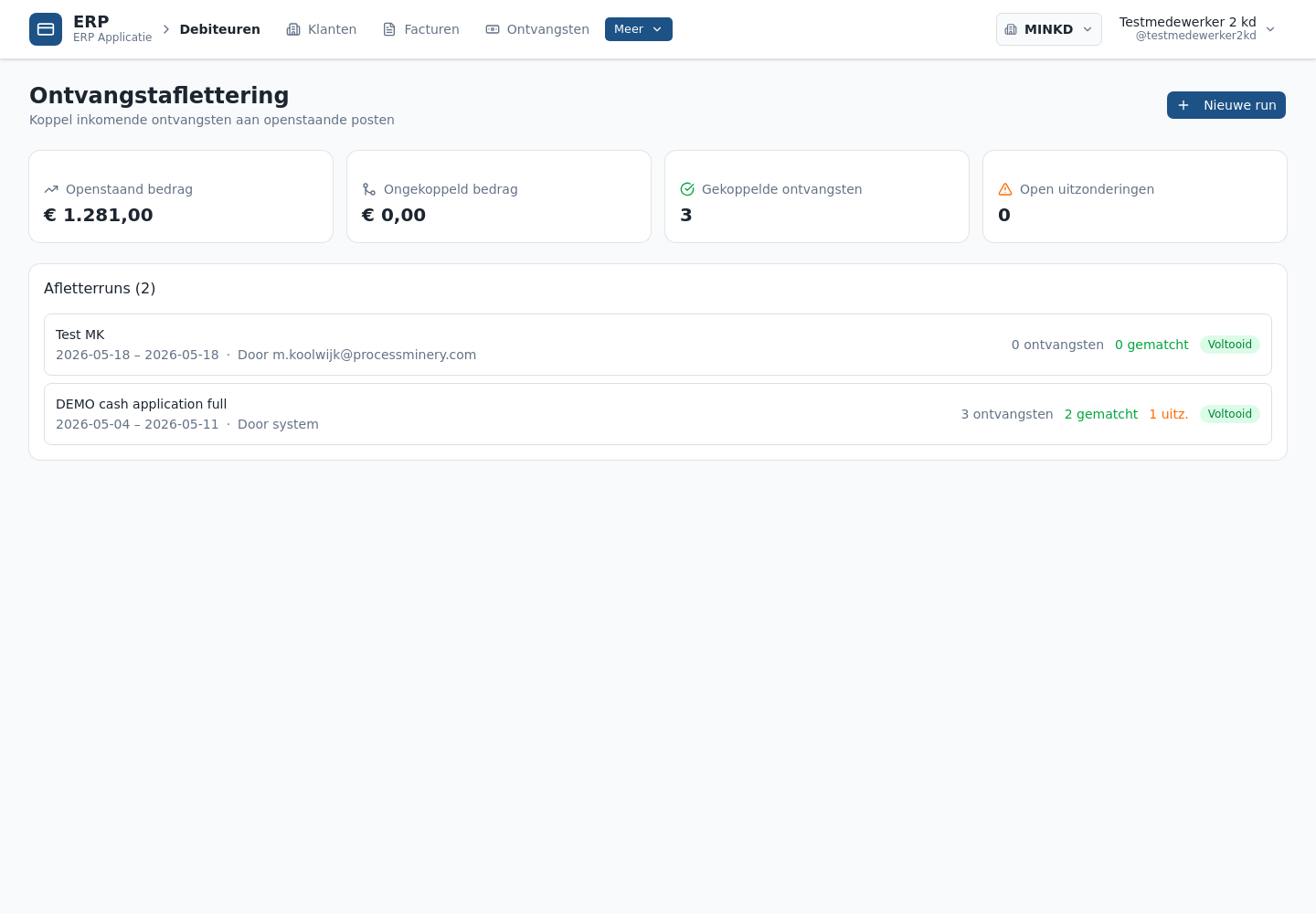 Cash application runs